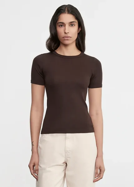 Enza Costa Supima Cotton New Classic SS Tee Coffee Bean (4)