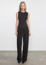 Enza Costa Supima Cotton New Classic Sleeveless Tee Black (3)