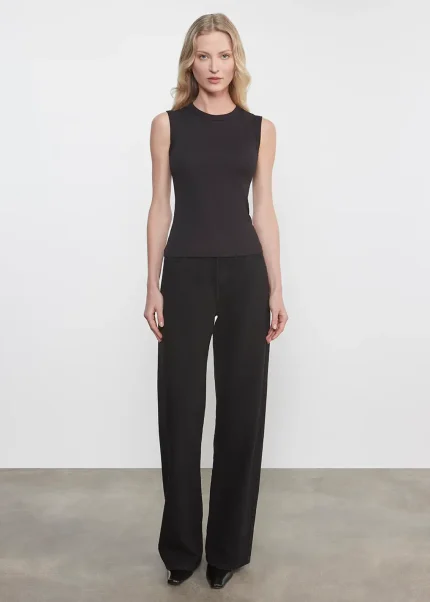 Enza Costa Supima Cotton New Classic Sleeveless Tee Black (3)