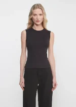 Enza Costa Supima Cotton New Classic Sleeveless Tee Black (4)