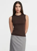 Enza Costa Supima Cotton New Classic Sleeveless Tee Coffee Bean (4)