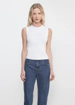 Enza Costa Supima Cotton New Classic Sleeveless Tee White (4)