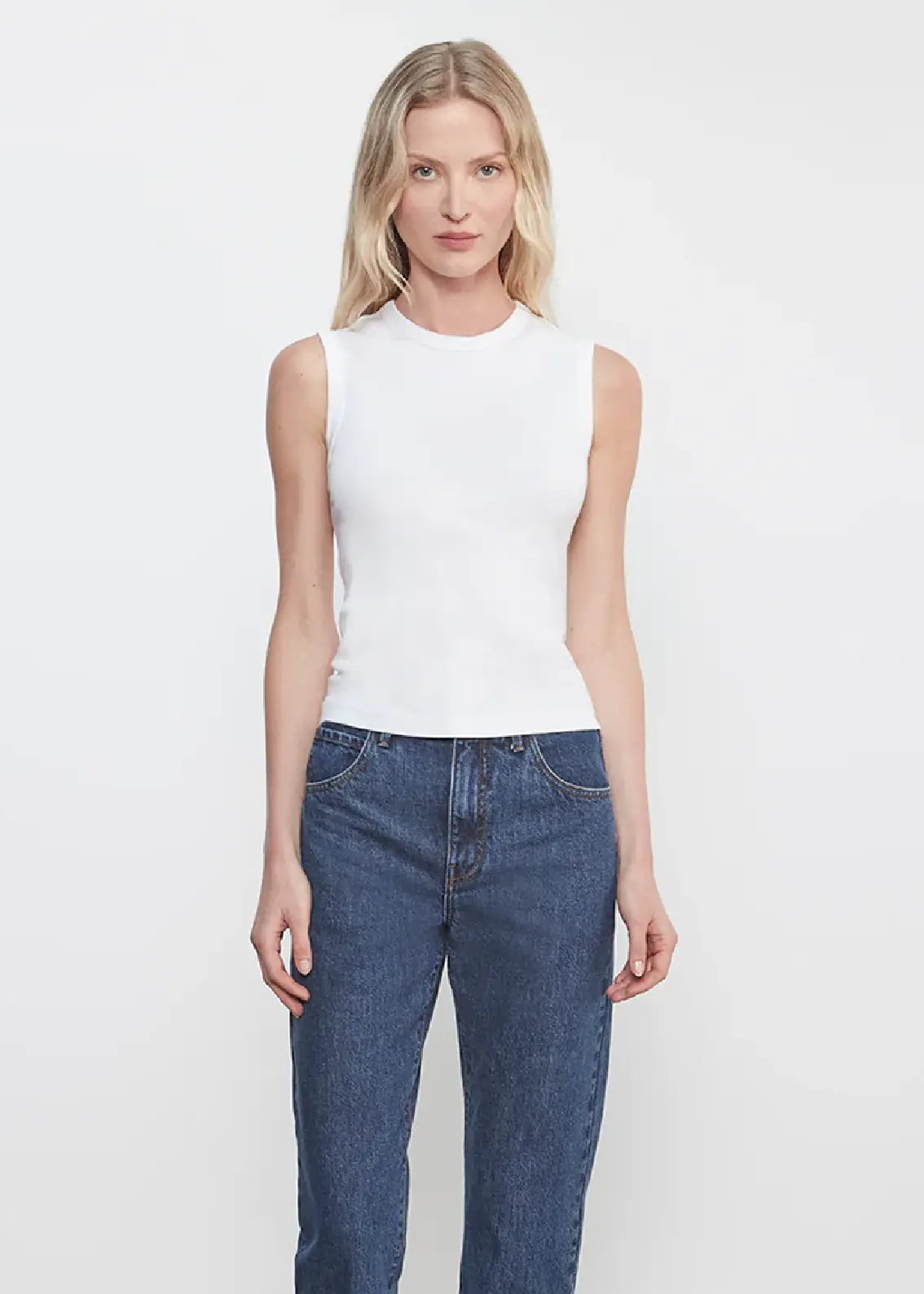 Enza Costa Supima Cotton New Classic Sleeveless Tee White (4) Enza Costa Supima Cotton New Classic Sleeveless Tee White (4)