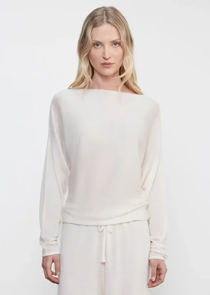 Enza Costa Tissue Cashmere Dolman Sweater Undyed (4)