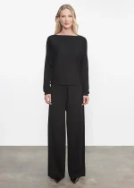 Enza Costa Tissue Cashmere Drawcord Pant Black (3)
